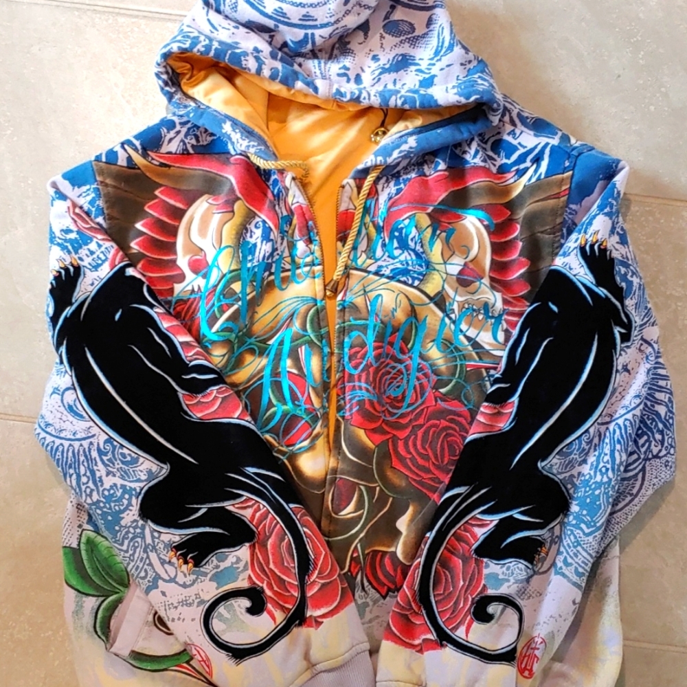 RARE ED HARDY by CHRISTIAN AUDIGIER Zip Up Hoodie